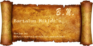 Bartalus Miklós névjegykártya